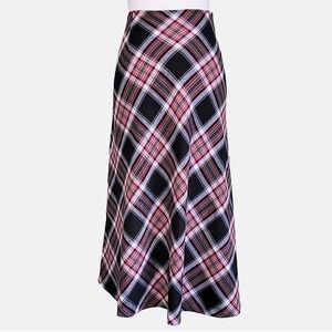 Southern Lady Tartan Plaid A-Line Midi Skirt - Red/Black/White/Tan